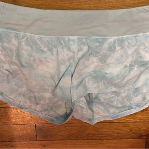 Lululemon speed shorts. Blue and white tye die